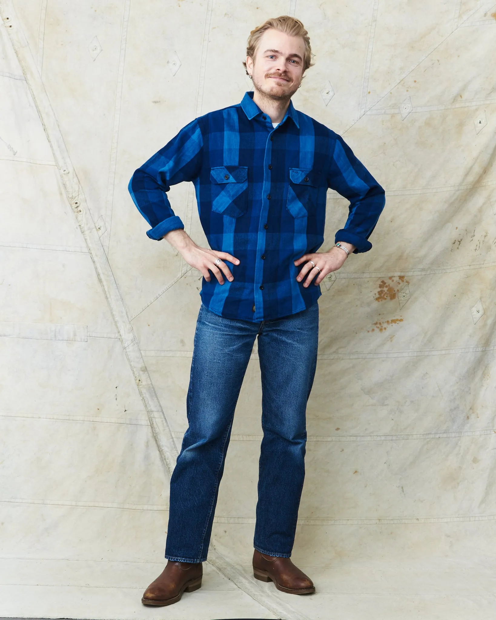 Indigofera Norris Flannel Shirt Triple Indigo