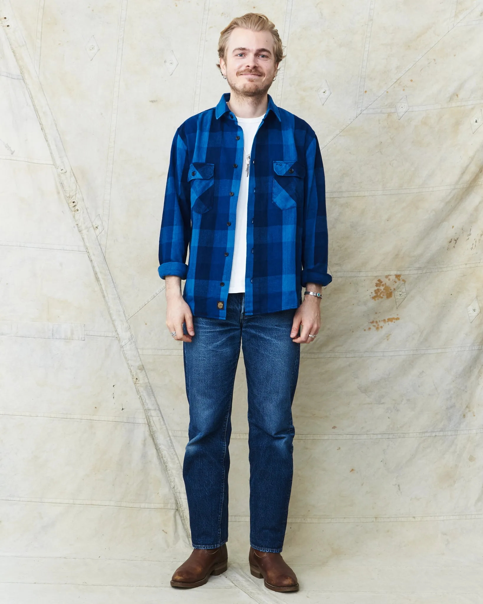 Indigofera Norris Flannel Shirt Triple Indigo
