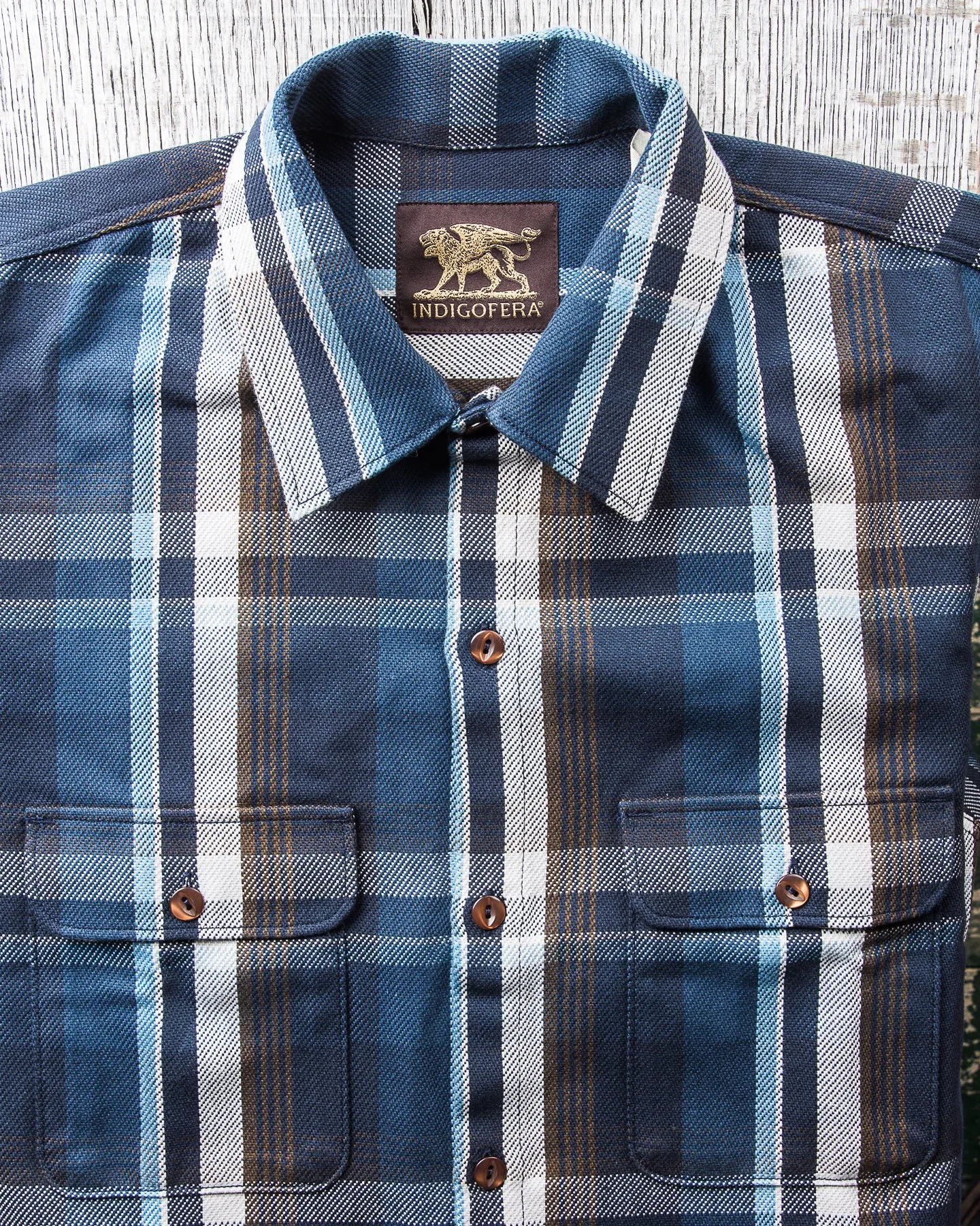Indigofera Webster Shirt Blue Flannel Check