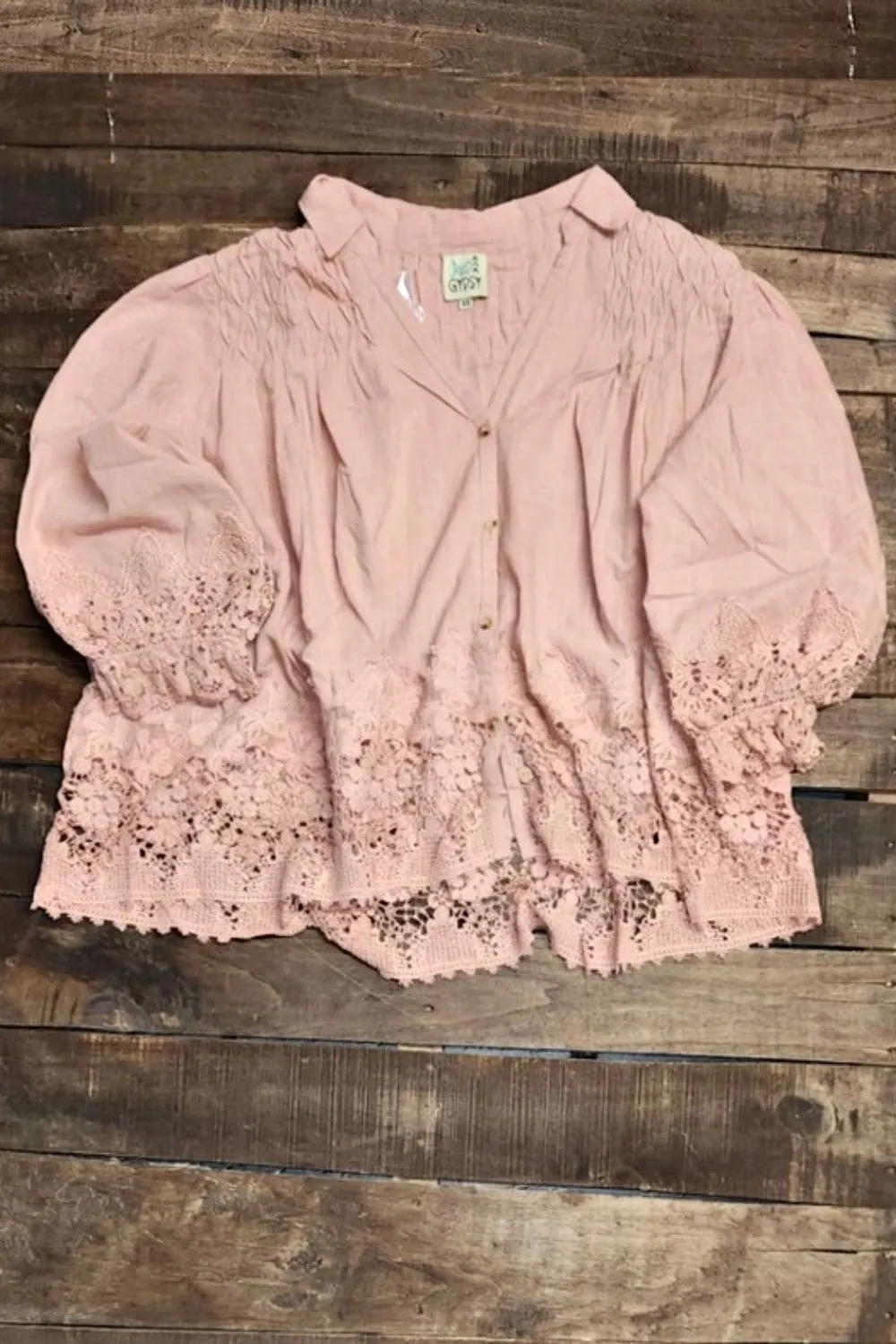 JADED GYPSY GATHERED UP TOP MUSK PINK