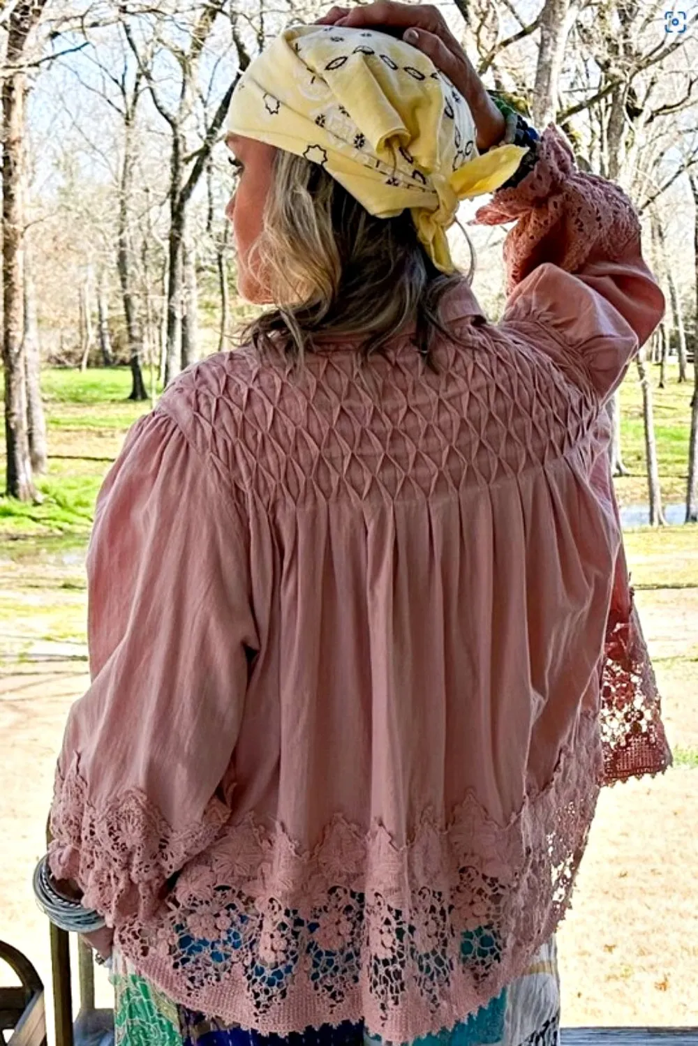 JADED GYPSY GATHERED UP TOP MUSK PINK