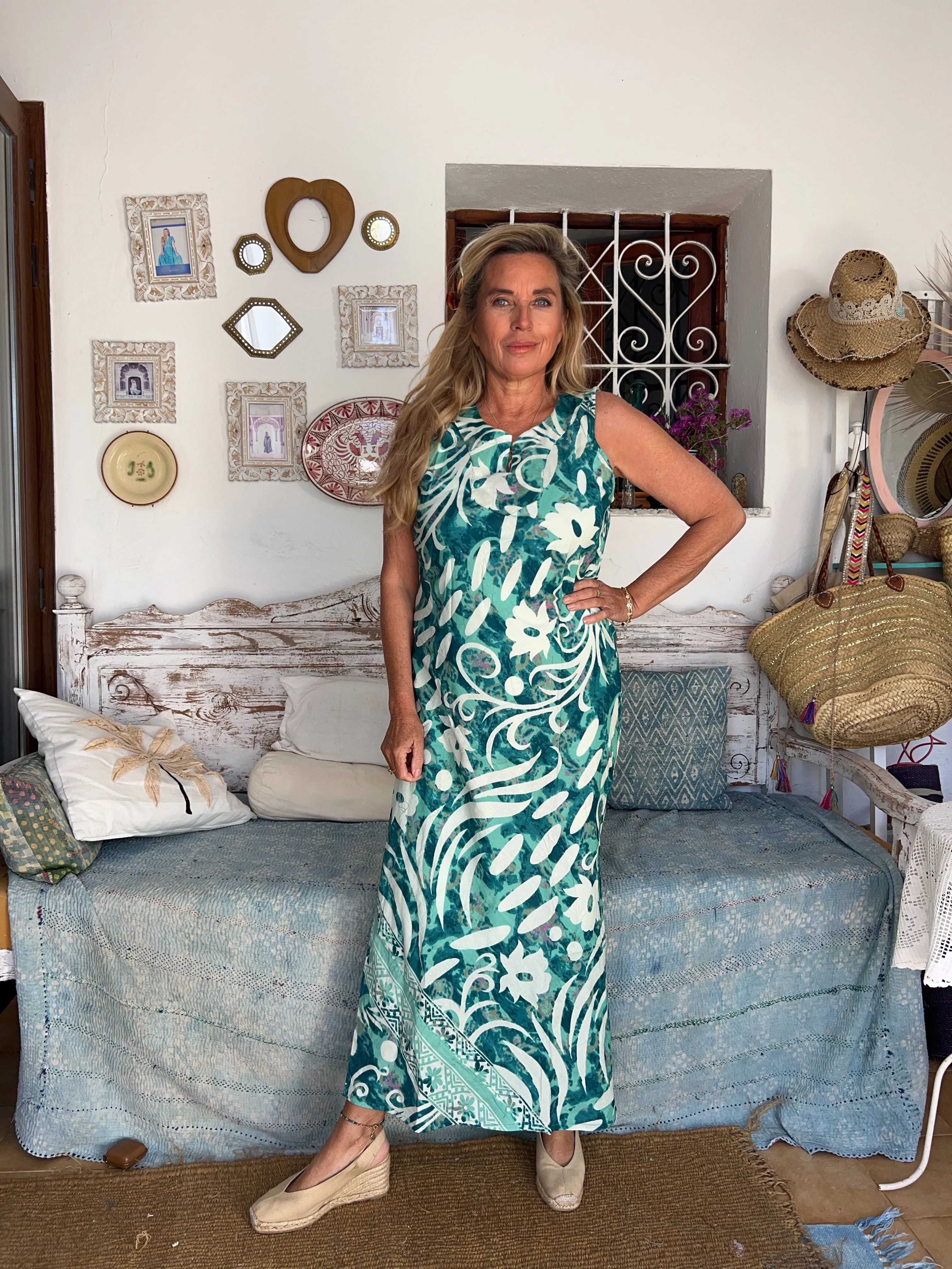 Jaipur Kaftan sleeveles turquoise Formaxi long