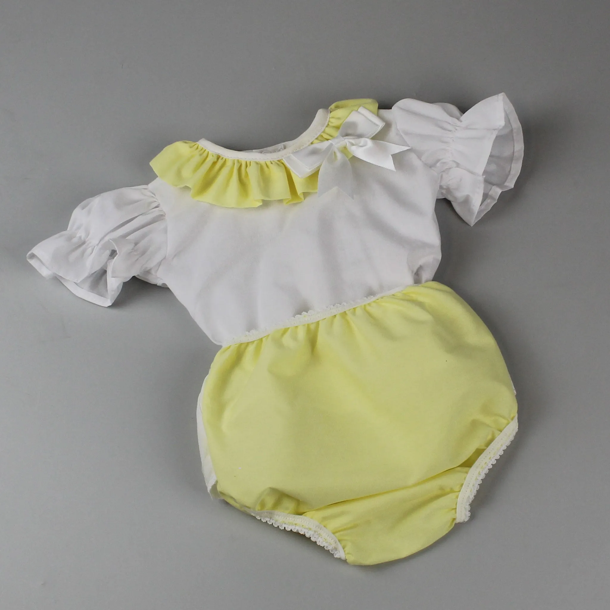 Jam Pant Set - Frilly Pants with Large Bow and Top - Lemon