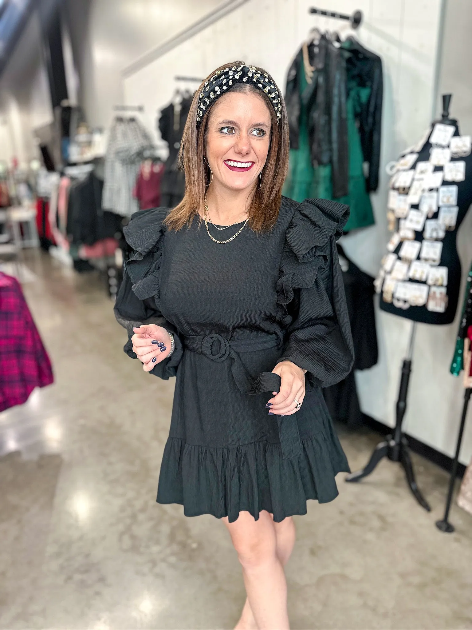 Jazzy Balloon Belted Dress