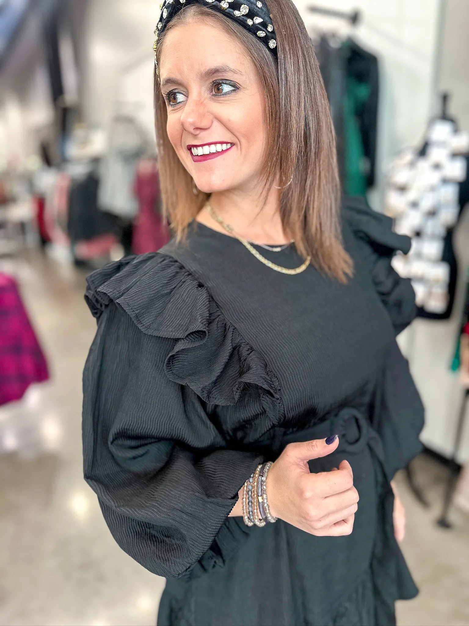 Jazzy Balloon Belted Dress