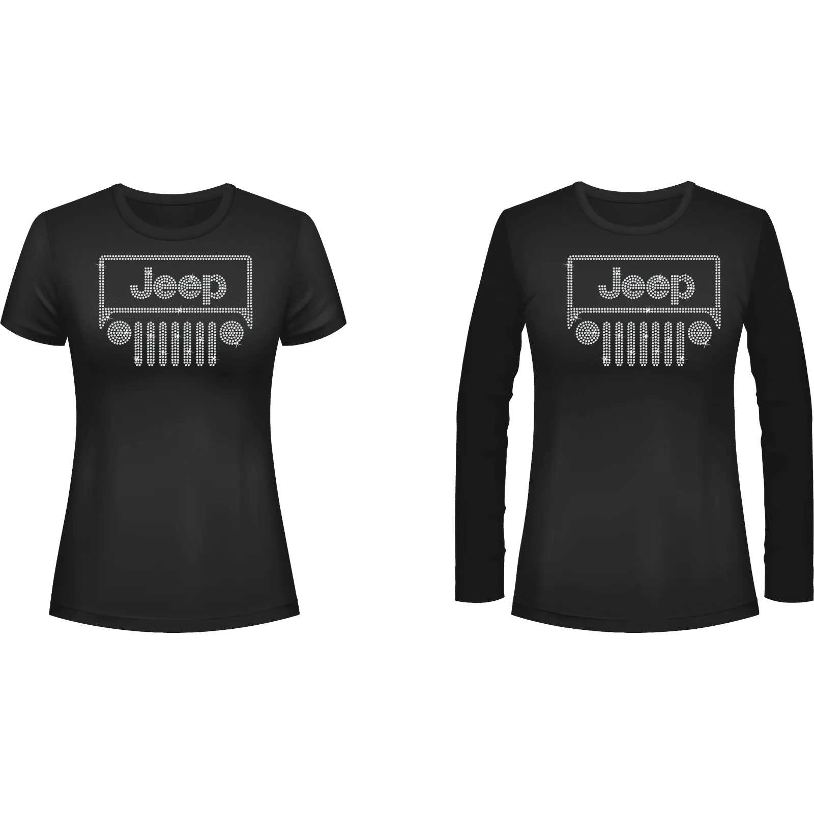 Jeeper Front Rhinestone Tee Short or Long  Sleeve