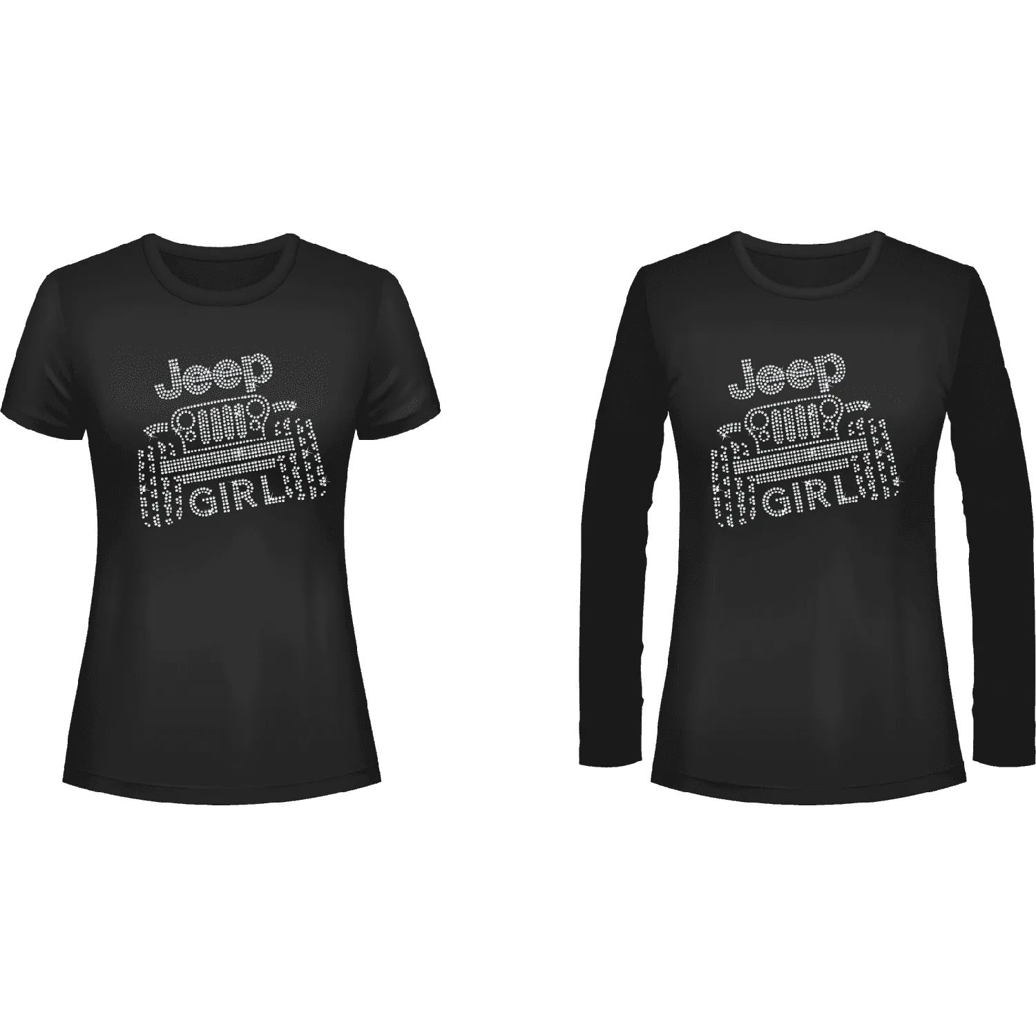 Jeeper Girl Rhinestone Tee Black, Short or Long  Sleeve 1