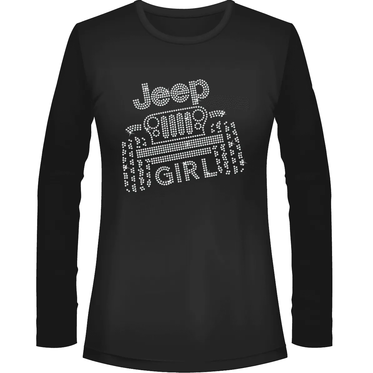 Jeeper Girl Rhinestone Tee Black, Short or Long  Sleeve 1