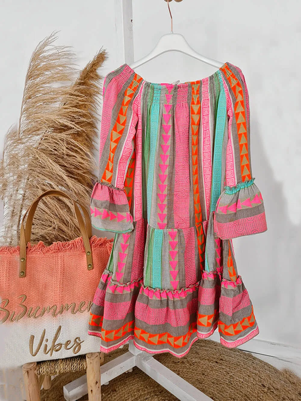 Joyce - Boho Off Shoulder Mini Dress