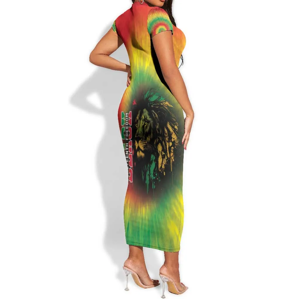 Juneteenth Freedom Day Short Sleeve Bodycon Dress Reggae Tie Dye Style LT05