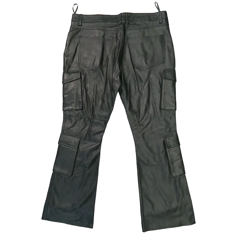 Kashani Black Lambskin Cargo Flared Pants