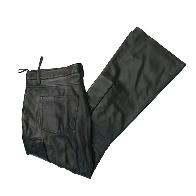 Kashani Black Lambskin Cargo Flared Pants