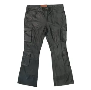 Kashani Black Lambskin Cargo Flared Pants