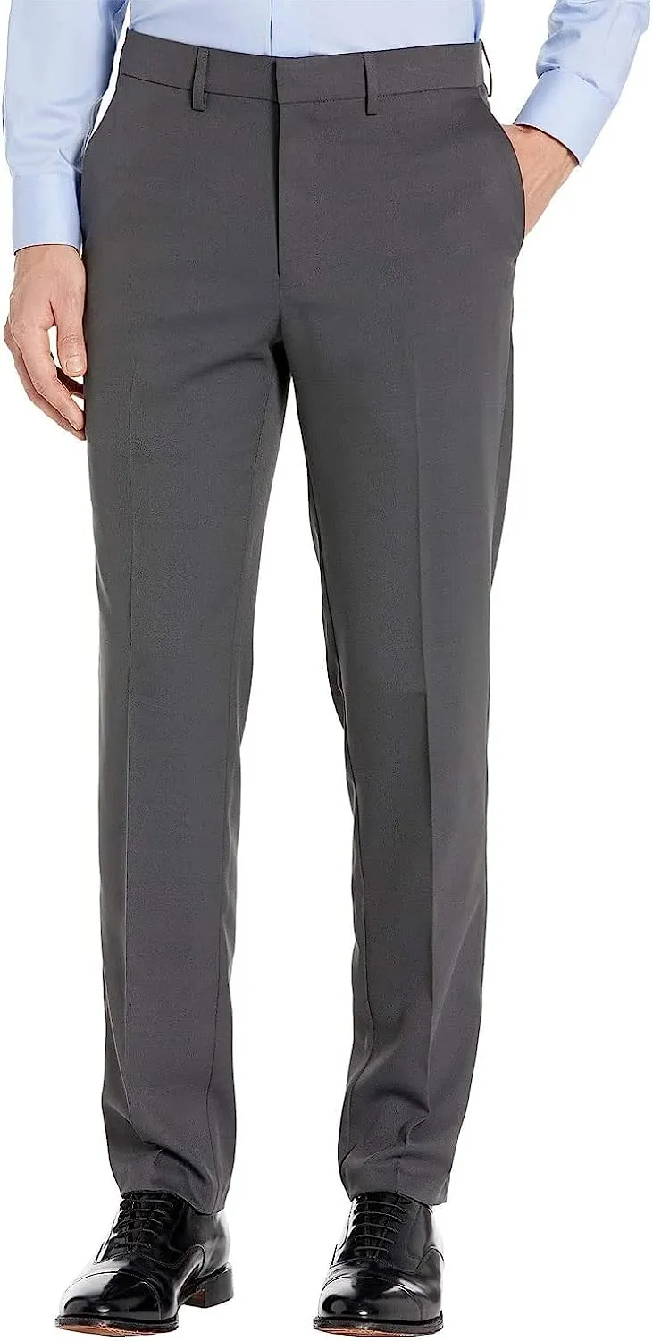 Kenneth Cole REACTION Men's Slim-Fit Stretch Gabardine Dress Pants (Charcoal Heather, 33Wx32L)