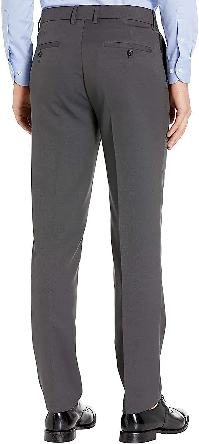 Kenneth Cole REACTION Men's Slim-Fit Stretch Gabardine Dress Pants (Charcoal Heather, 33Wx32L)