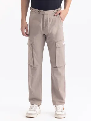 Khaki Cotton Stretch Cargo Pant
