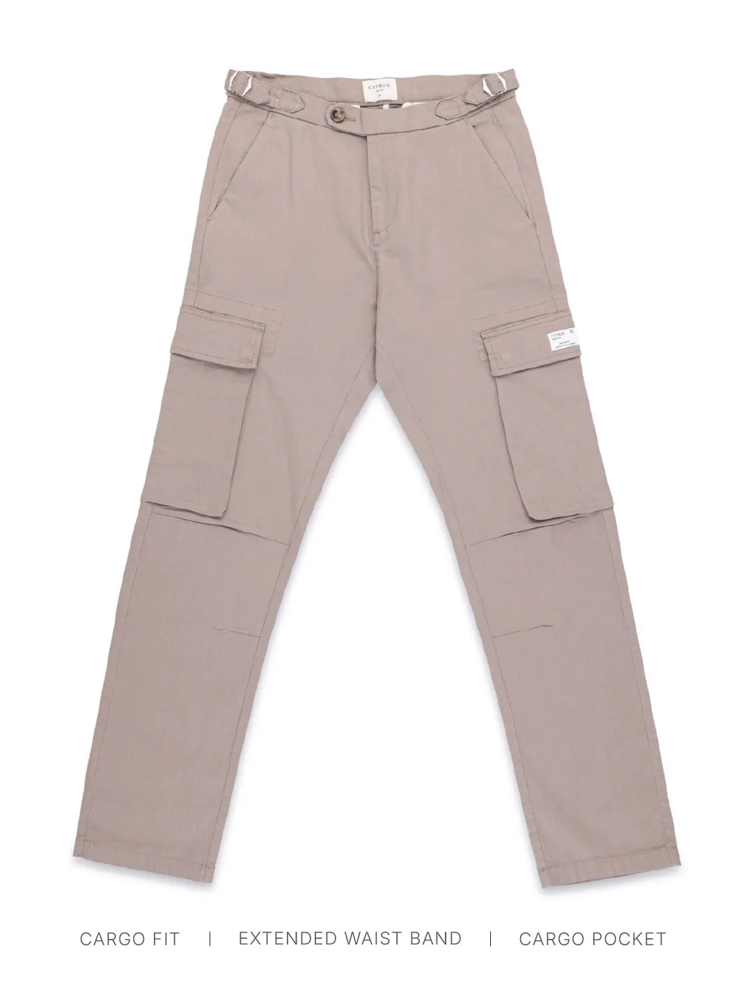 Khaki Cotton Stretch Cargo Pant