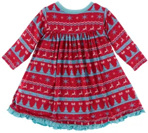 KicKee Pants Nordic Print Classic L/S Swing Dress