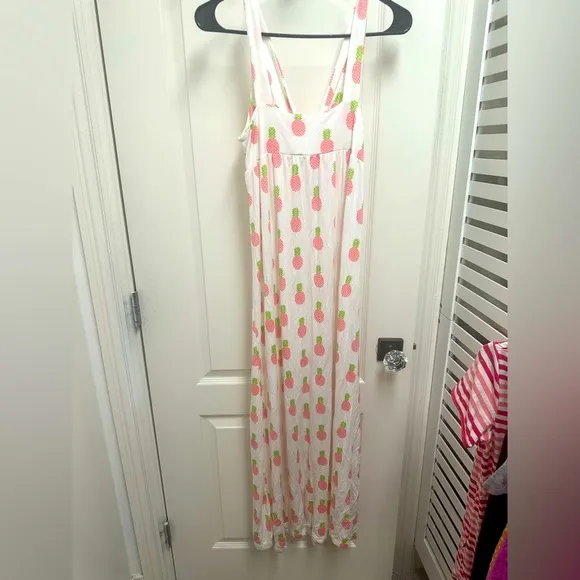 Kickee Pants Women’s White Pineapple Flutter Print Nightgown Pajama Dress