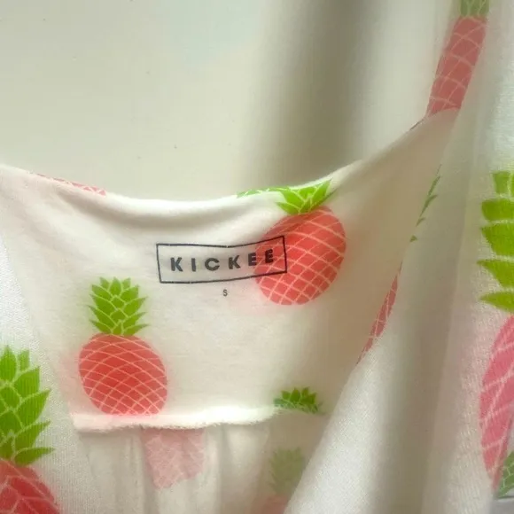 Kickee Pants Women’s White Pineapple Flutter Print Nightgown Pajama Dress