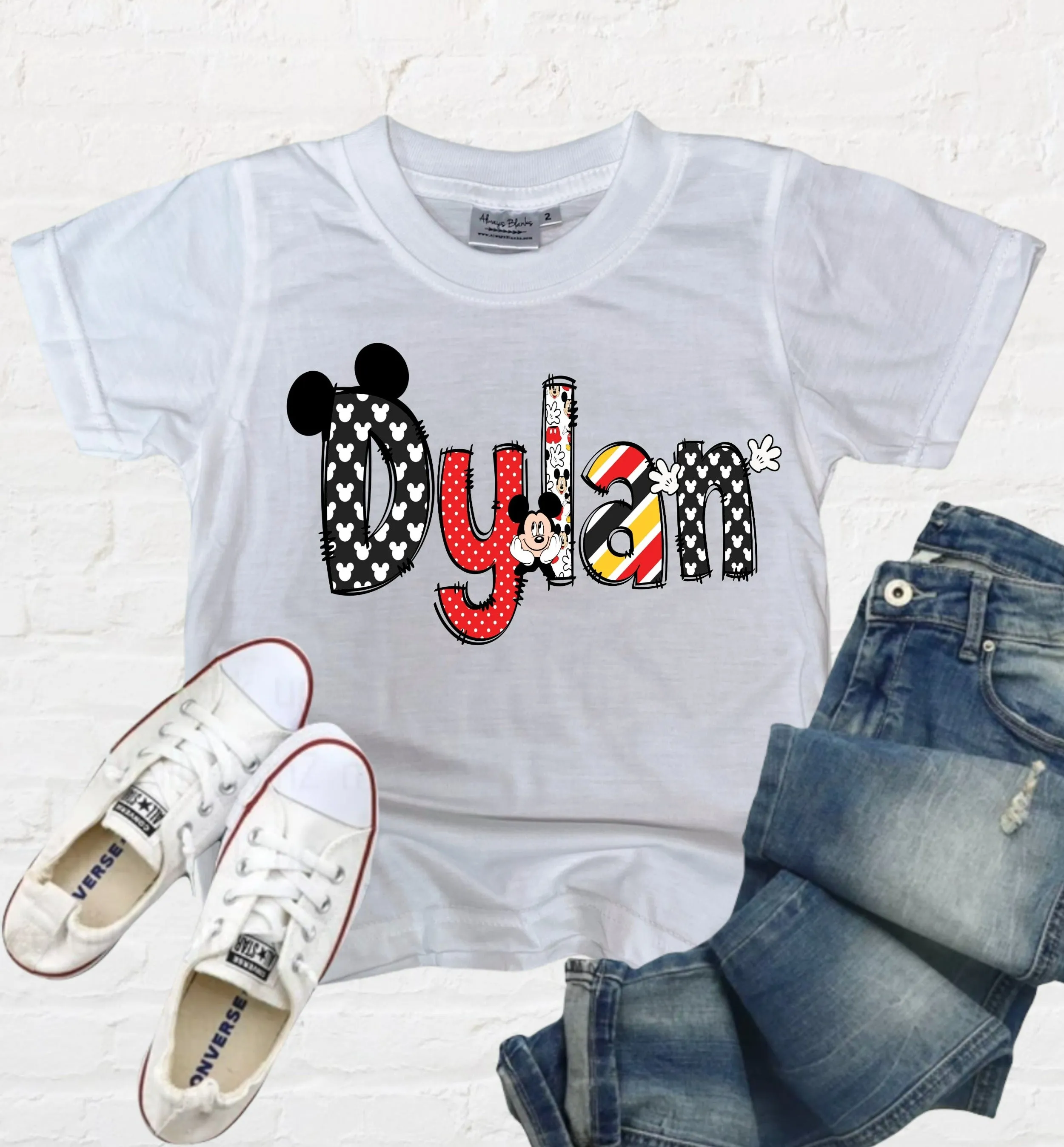 KIDS Character Mickey Name Shirt