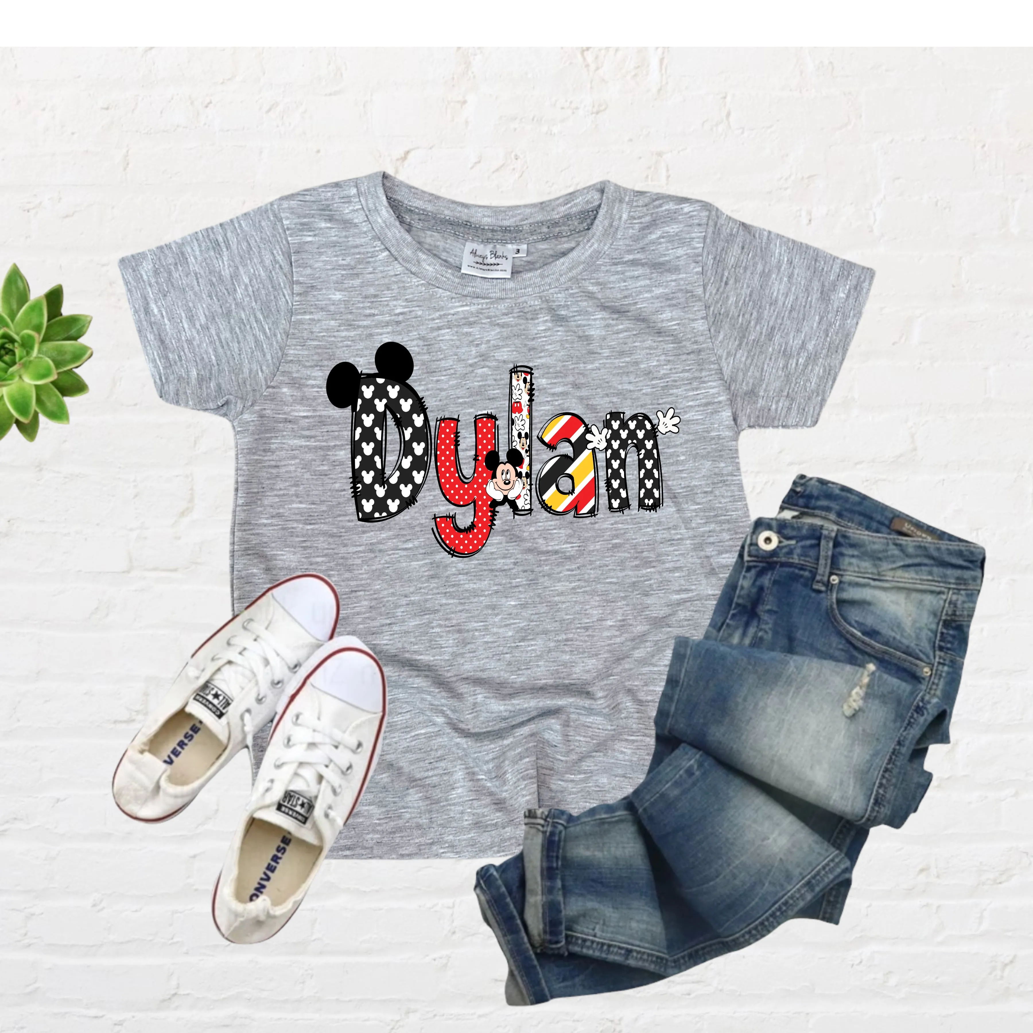 KIDS Character Mickey Name Shirt
