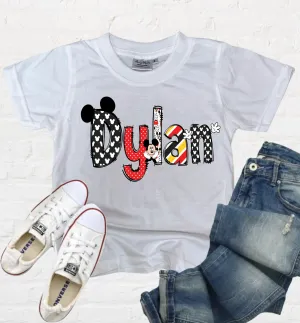 KIDS Character Mickey Name Shirt