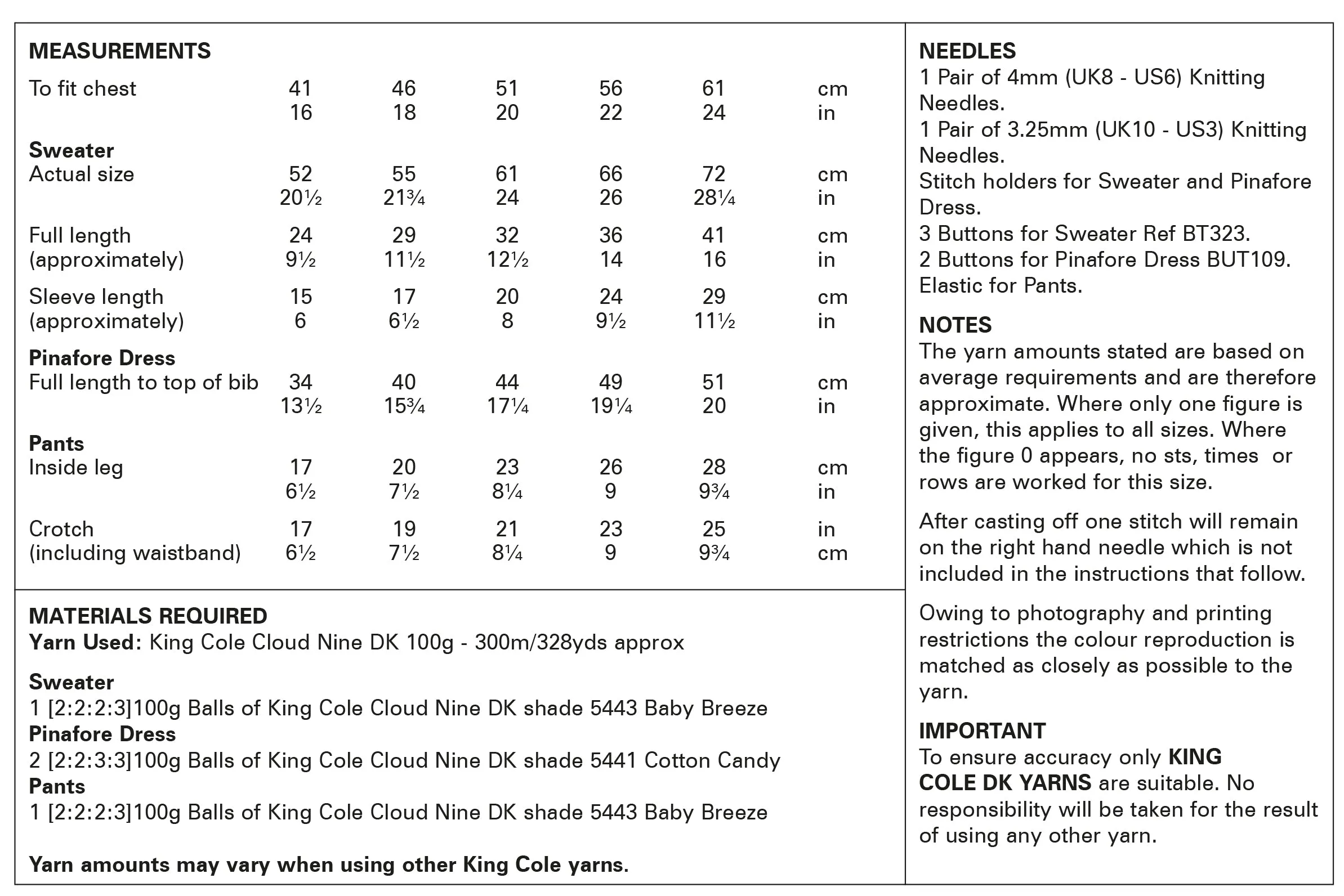 King Cole Knitting Pattern 6057 Double knitting