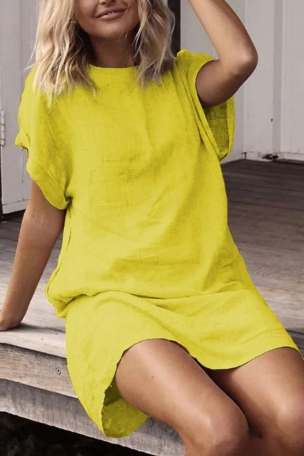 Knee-length Short Sleeve Midi Dress