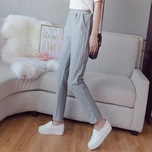 Korean Pants Gestreifte Chino