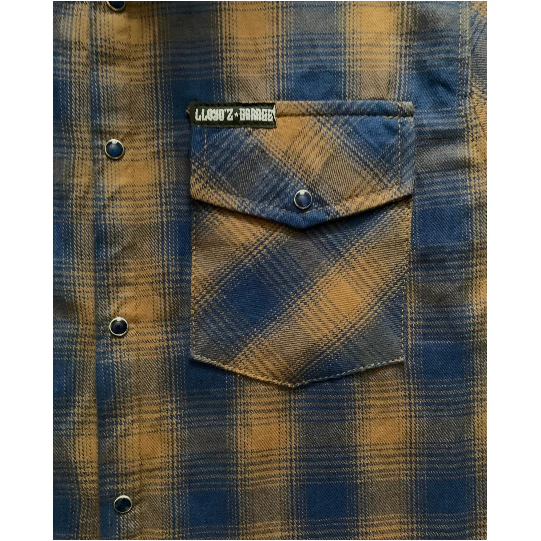 Lloyd'z Garage Flannel Shirts, Blue/Brown- Mens