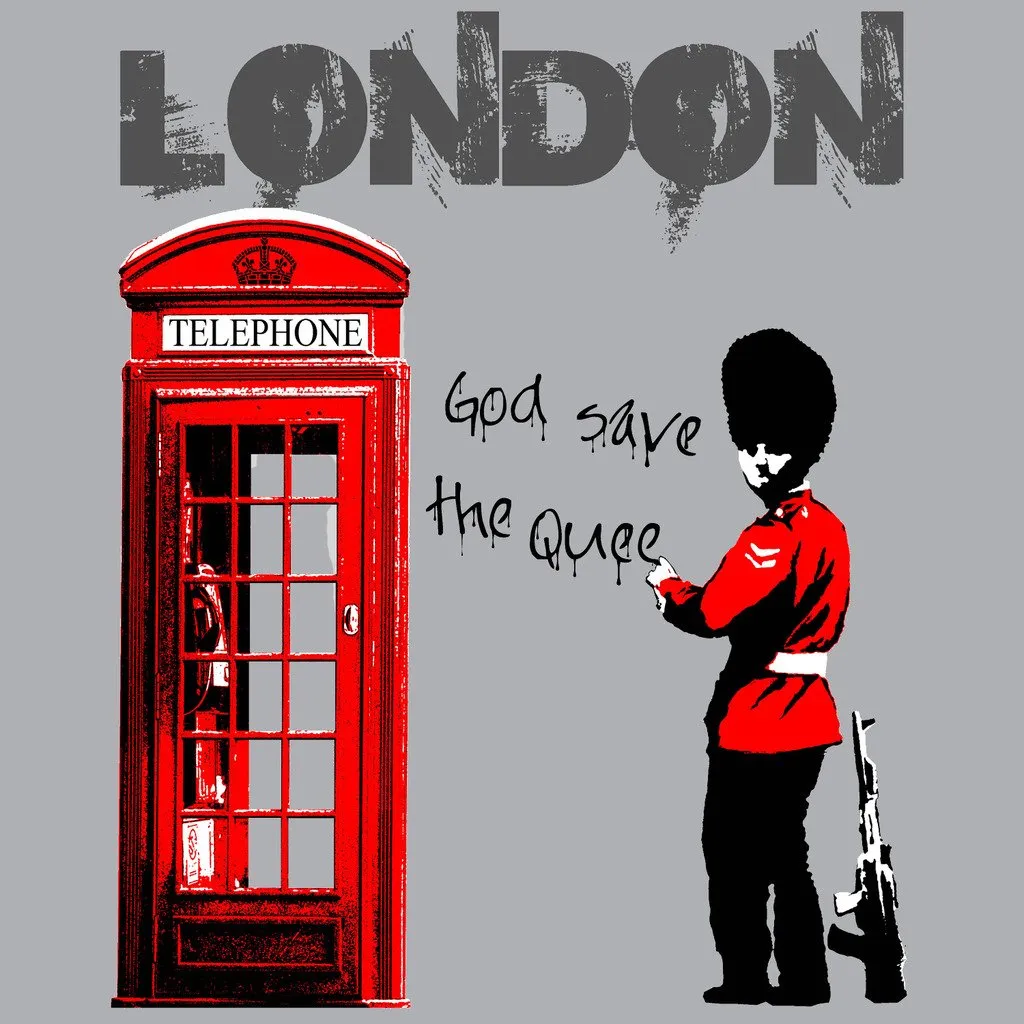 London God Save The Queen Men's T-shirt (Heather Grey)