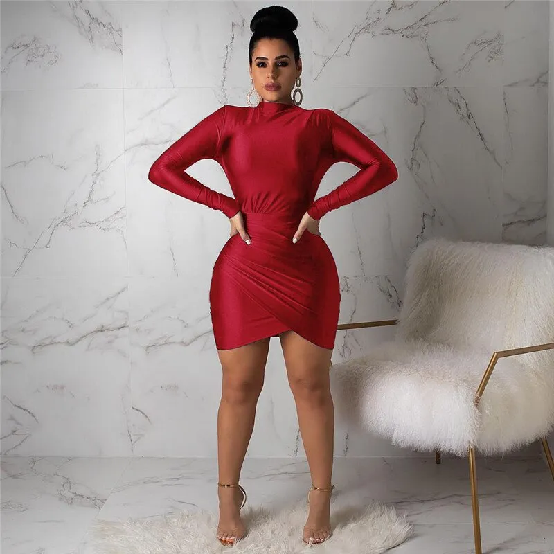 Long Sleeve Bandage Mini Bodycon Dresses