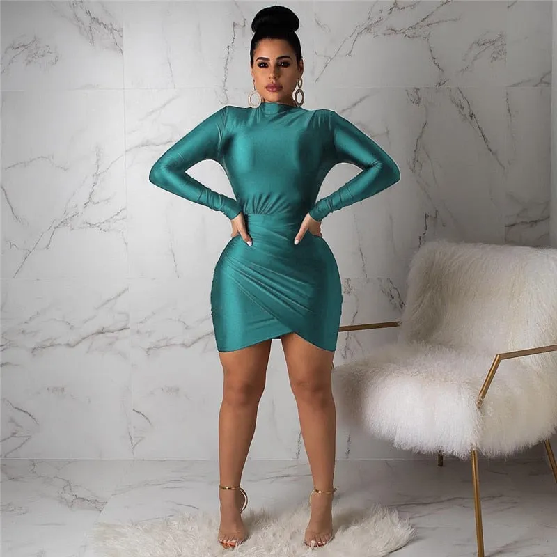 Long Sleeve Bandage Mini Bodycon Dresses
