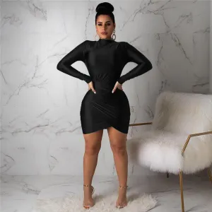 Long Sleeve Bandage Mini Bodycon Dresses