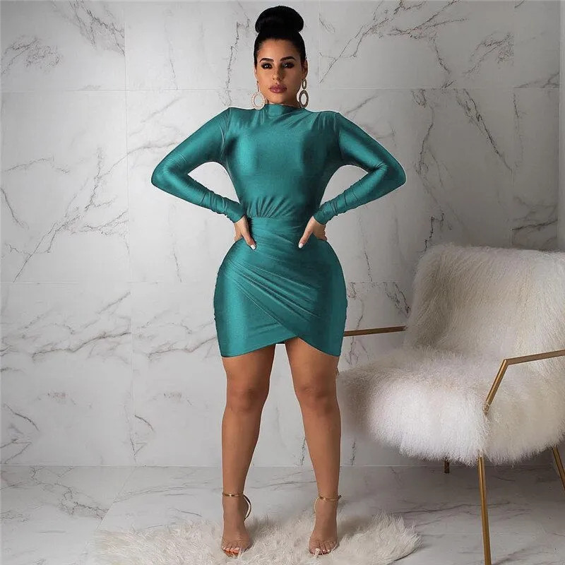 Long Sleeve Bandage Mini Bodycon Dresses