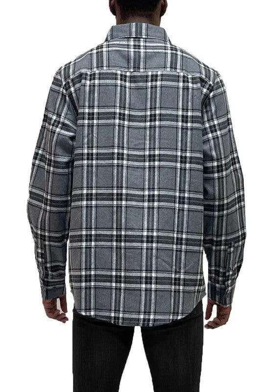Long Sleeve Flannel Full Plaid Checkered Shirt
