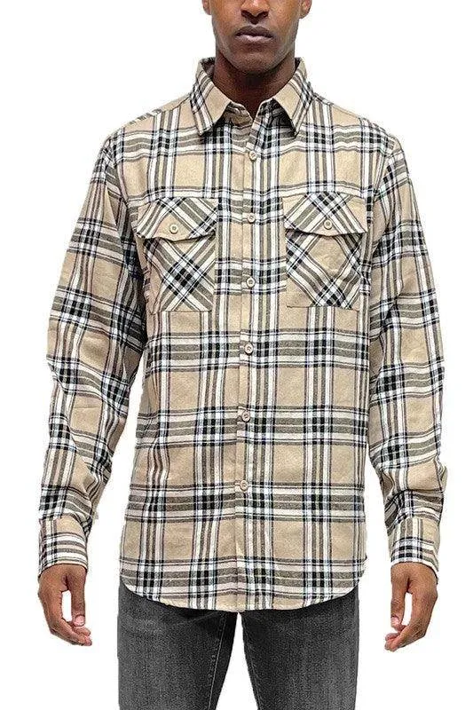 Long Sleeve Flannel Full Plaid Checkered Shirt