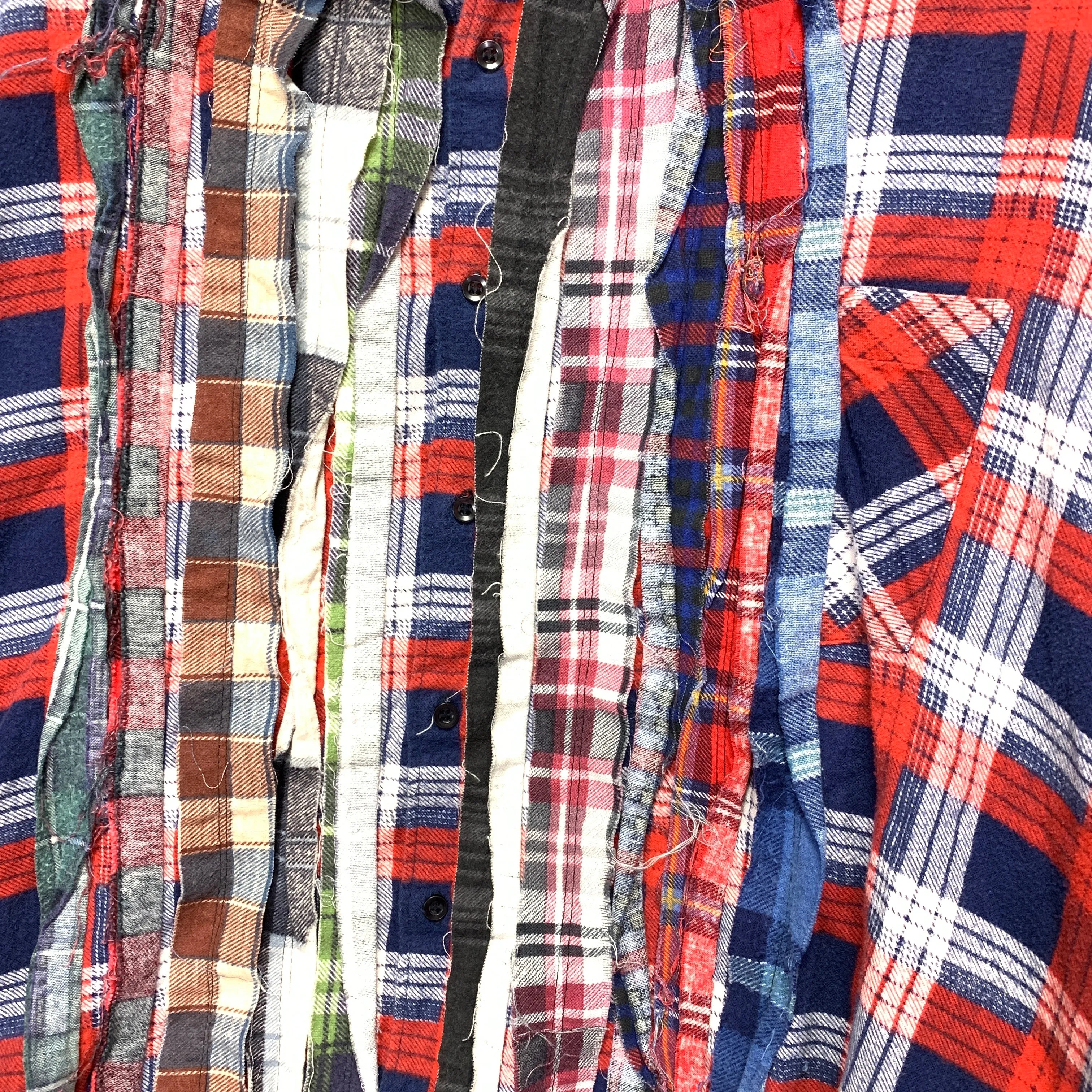 [M] Needles Rebuild Ribbon Cut Flannel Shirt