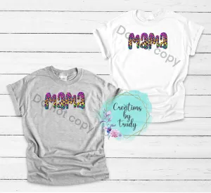 Mama rainbow cheetah print- T SHIRT