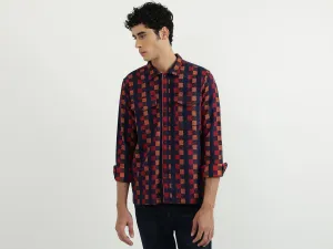Men Check Spread Collar Shirt