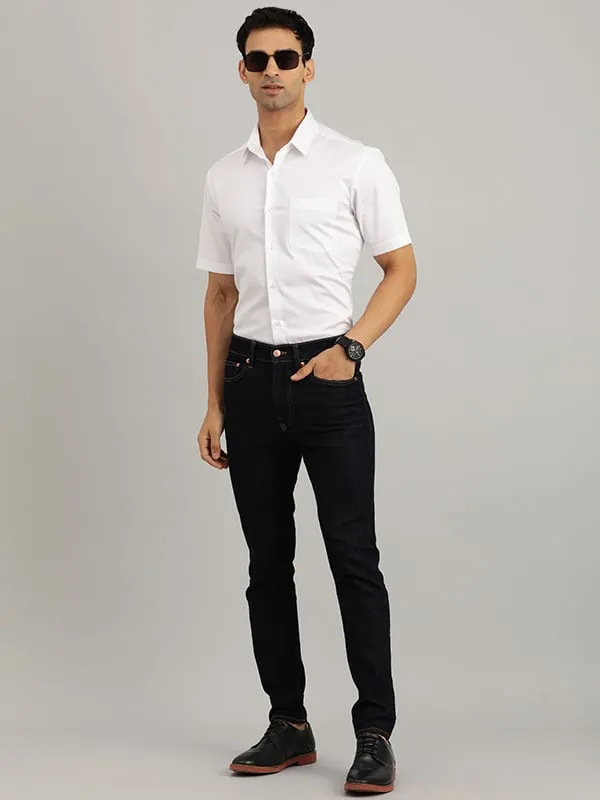 Men Solid Half Sleeve Cotton Stretch Shirt