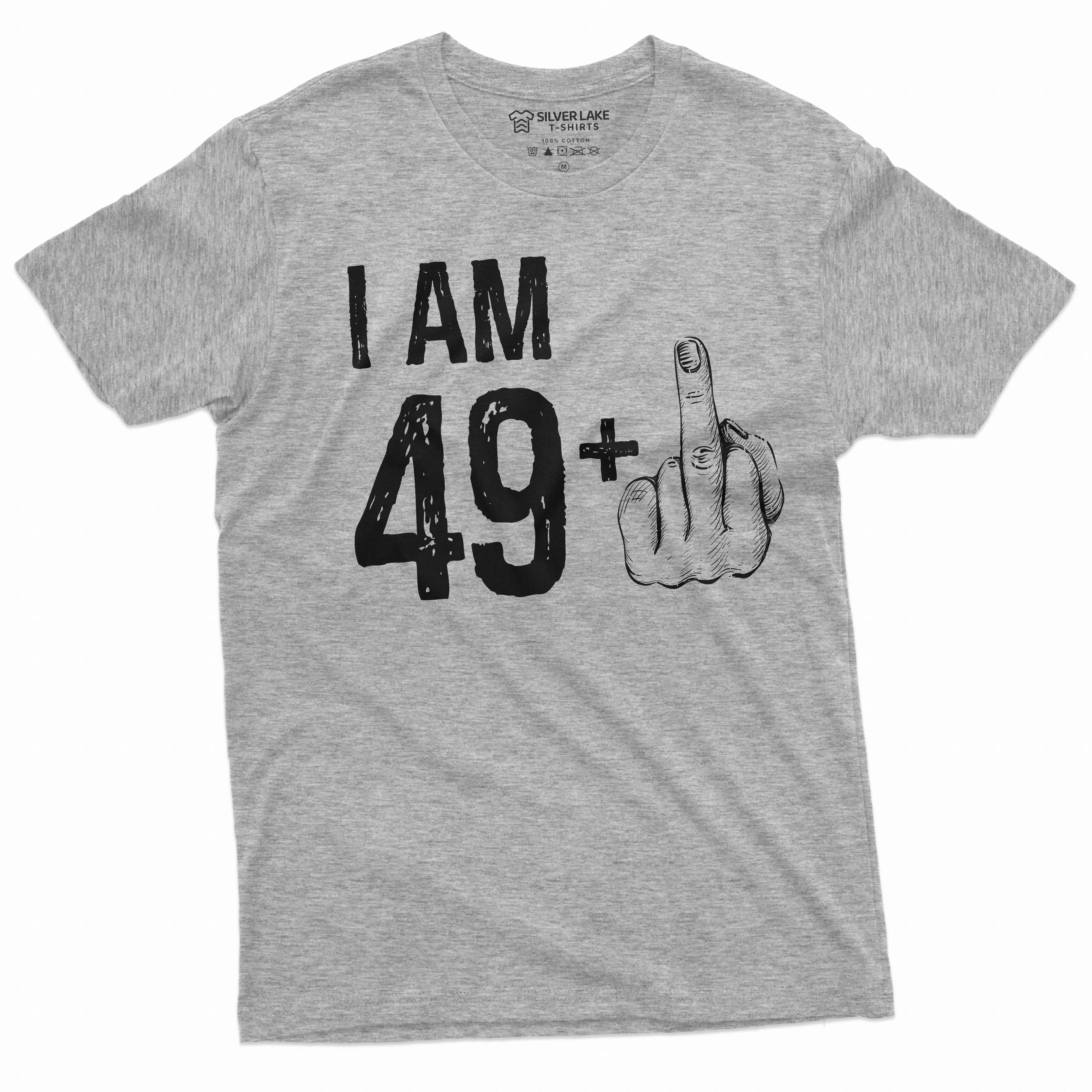 Men's 50th Birthday T-shirt Papa Grandpa Dad 49  middle finger offensive adult humor tee shirt