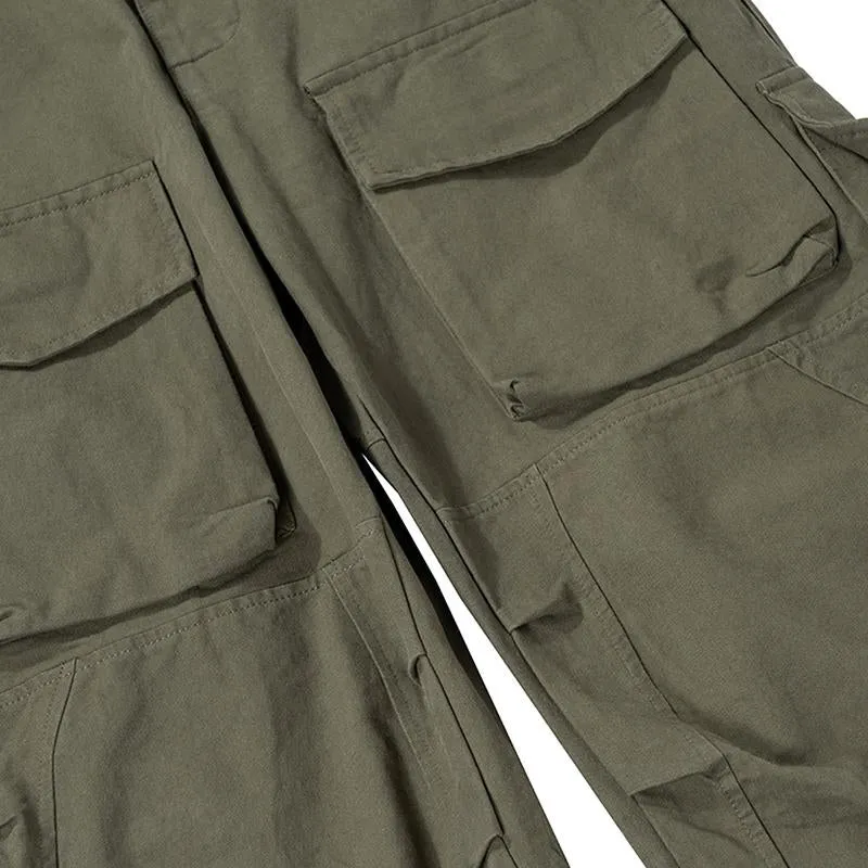 Men's And Women's Wash-up Old Multi-Pocket Crane Pants Men's And Women's High Street Functional Casual Trousers Two-color