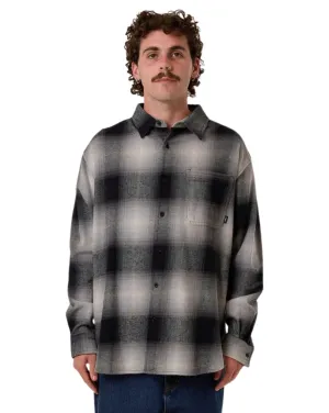 Mens Barrio Long Sleeve Flannel Shirt - Black