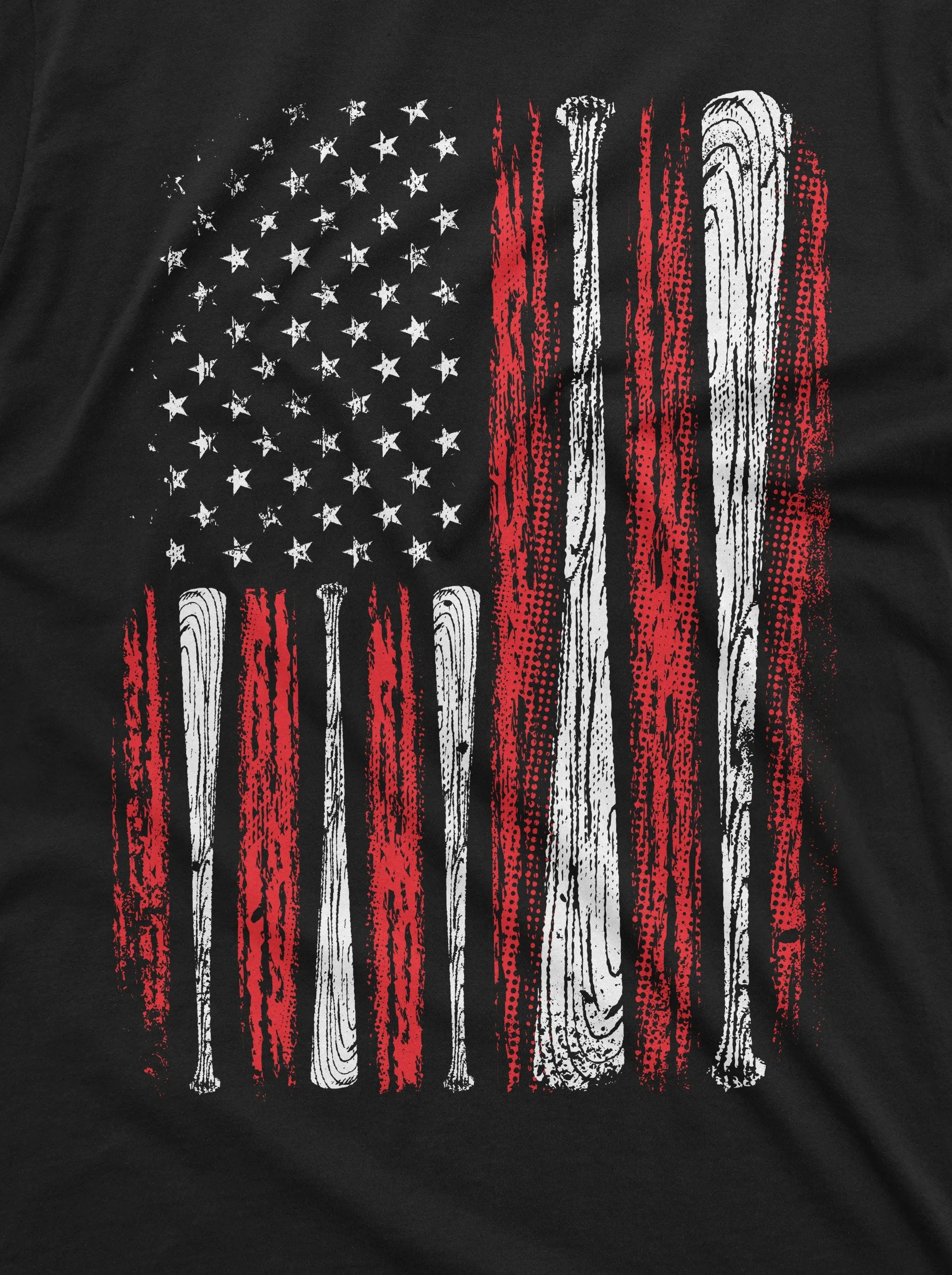 Men's Baseball USA Flag T-shirt Bat Flag American Sports Shirt For Him