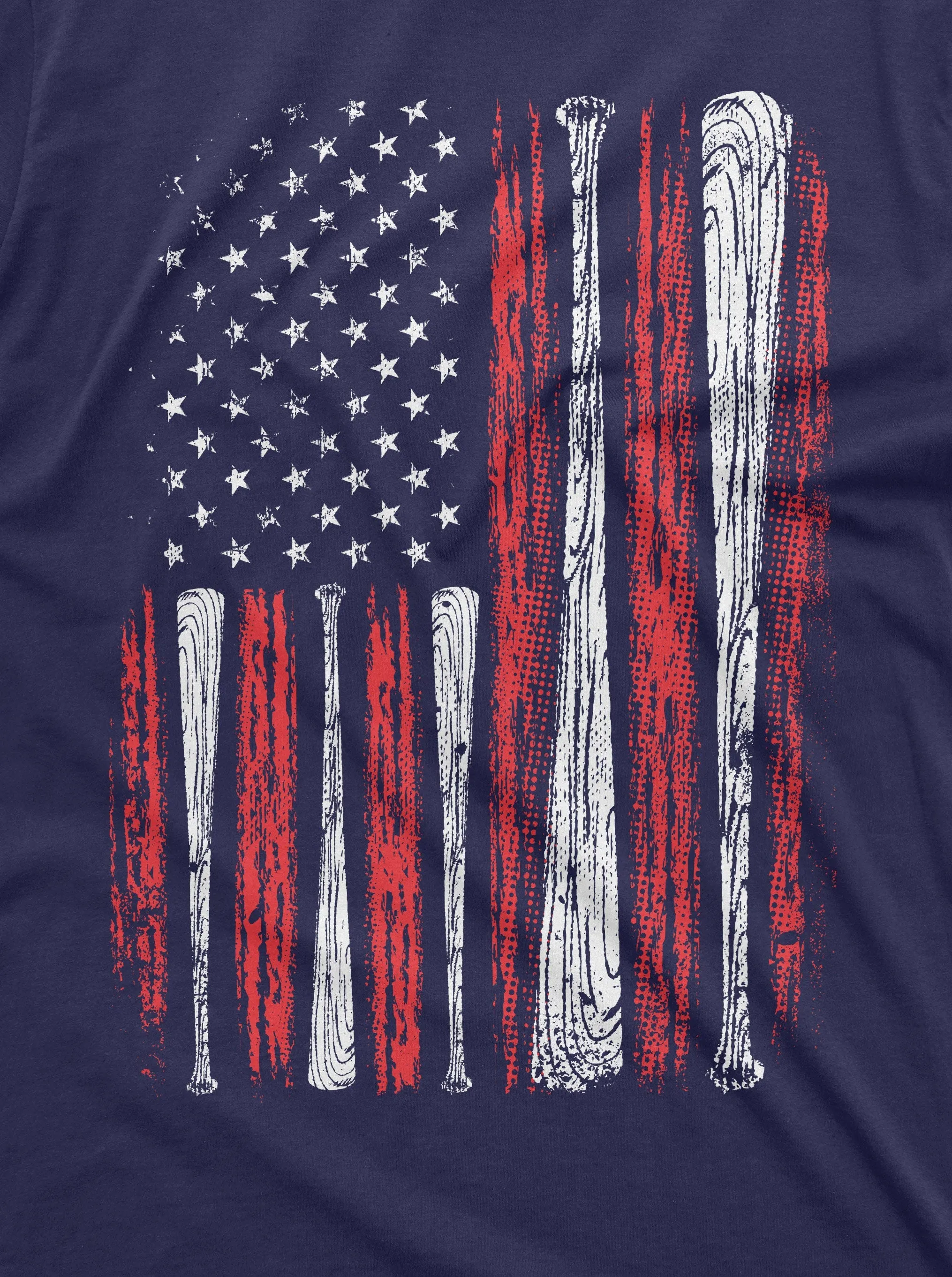 Men's Baseball USA Flag T-shirt Bat Flag American Sports Shirt For Him