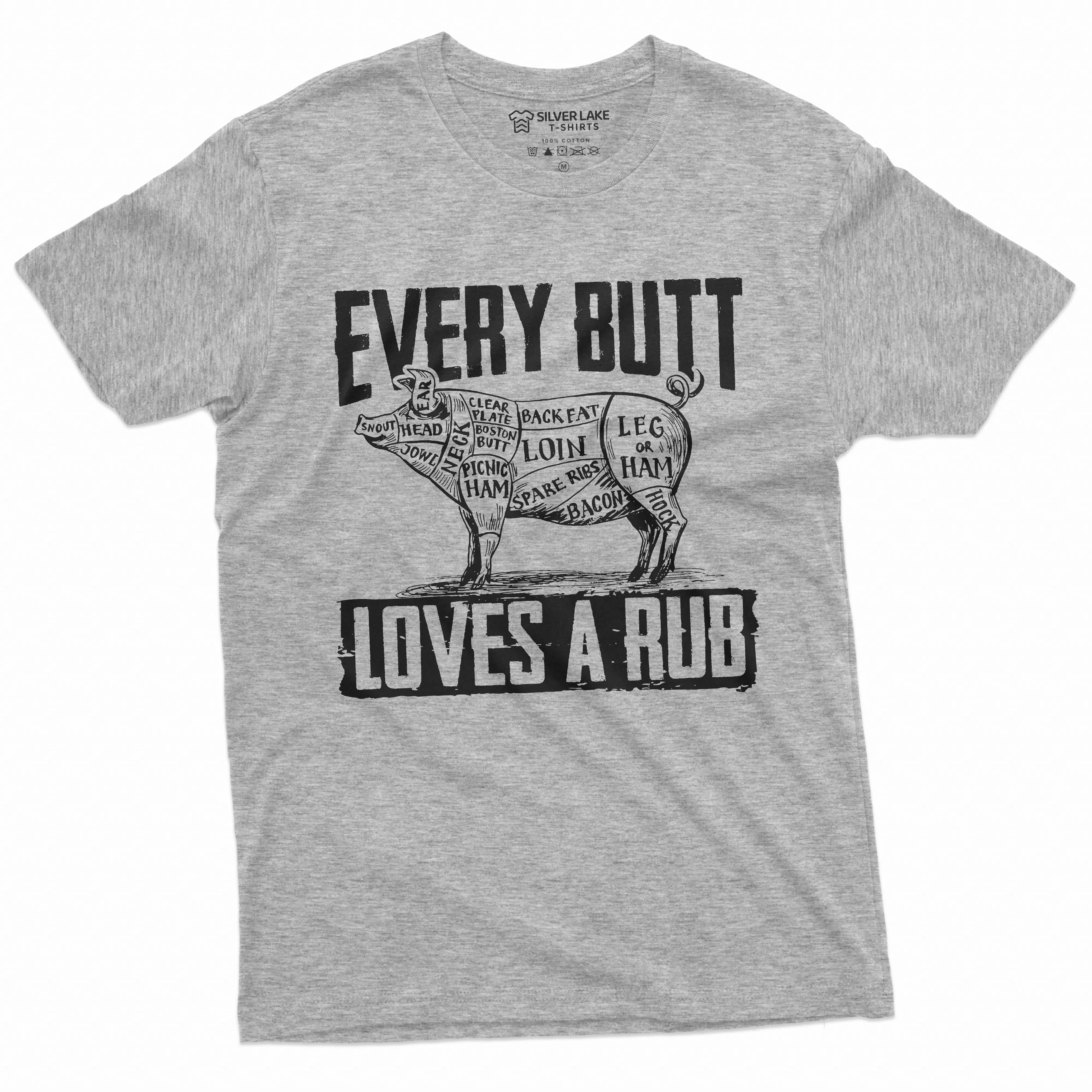 Men's BBQ Pork Butt Rub Funny Tee Shirt 4th of July Summer Barbeque Partying Cook Fathers Day dad grandpa Husband Gif T-shirt