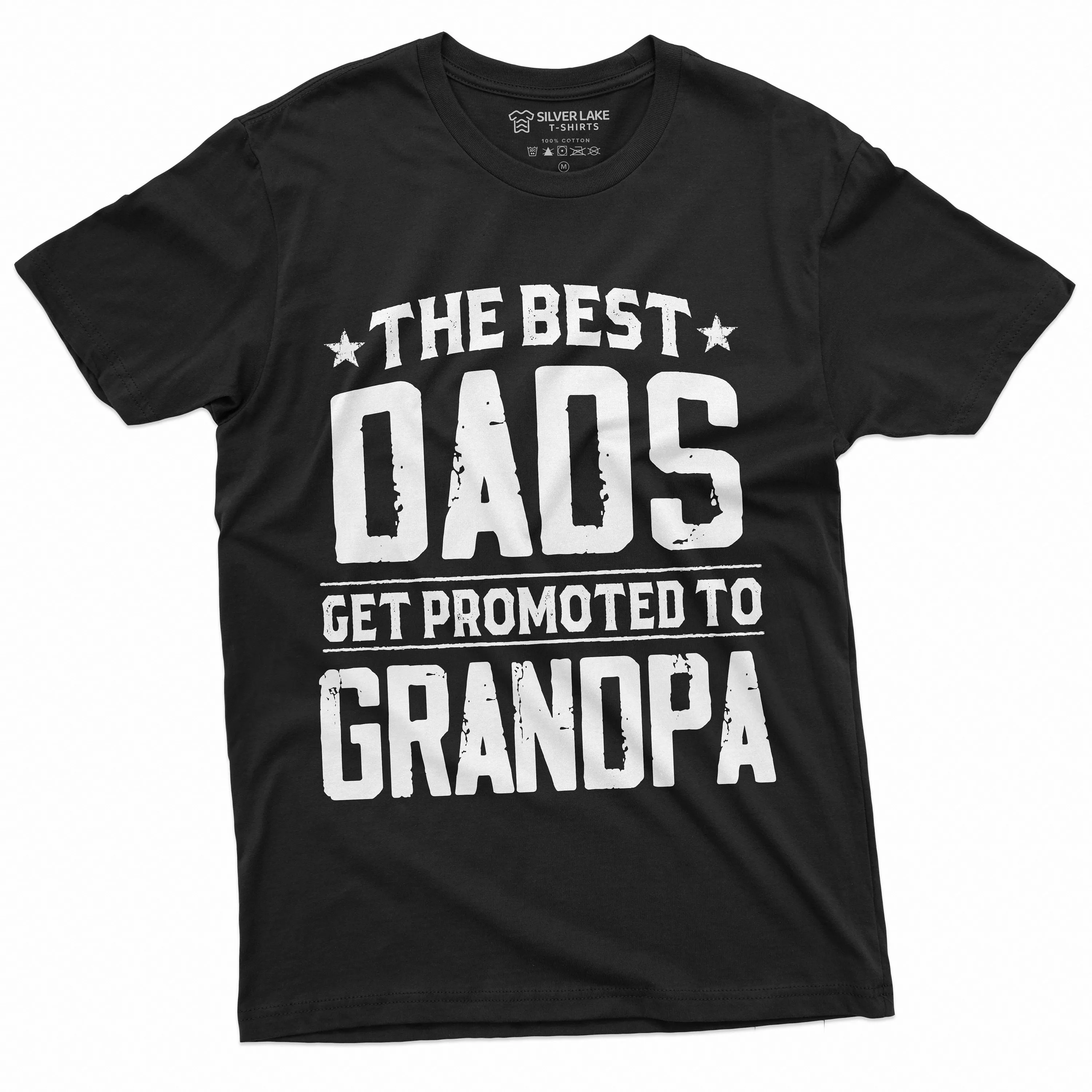 Men's Best Dads Get promoted to Grandpa T-shirt Grandfather Grand-daughter Grandson announcement Shirt Father's Day gift for Dad