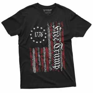 Men's Free Trump USA flag 1776 T-shirt Patriotic DJT 2024 Trump arrest inditement Tee Shirt Donald Trump support Tee shirt